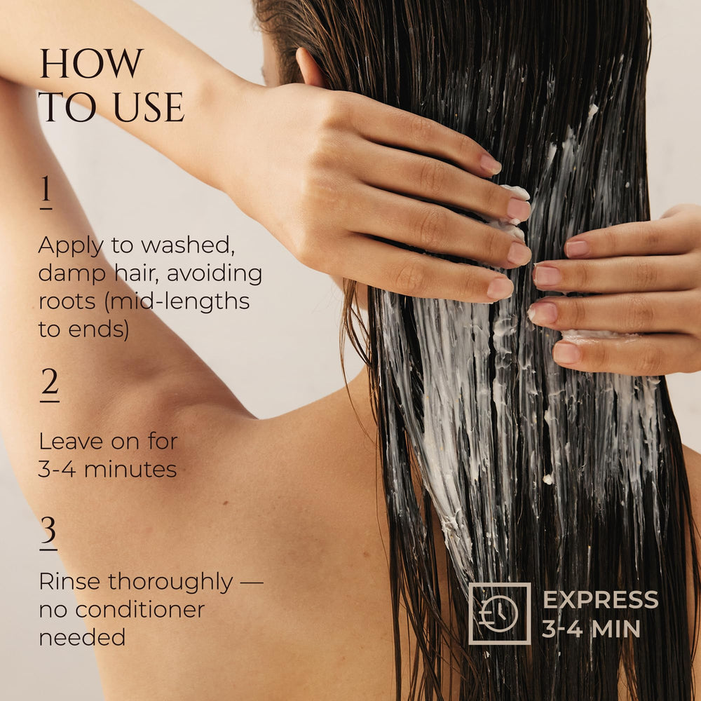 HADAT Castor oil nourishing treatment promotes stronger, more manageable hair.