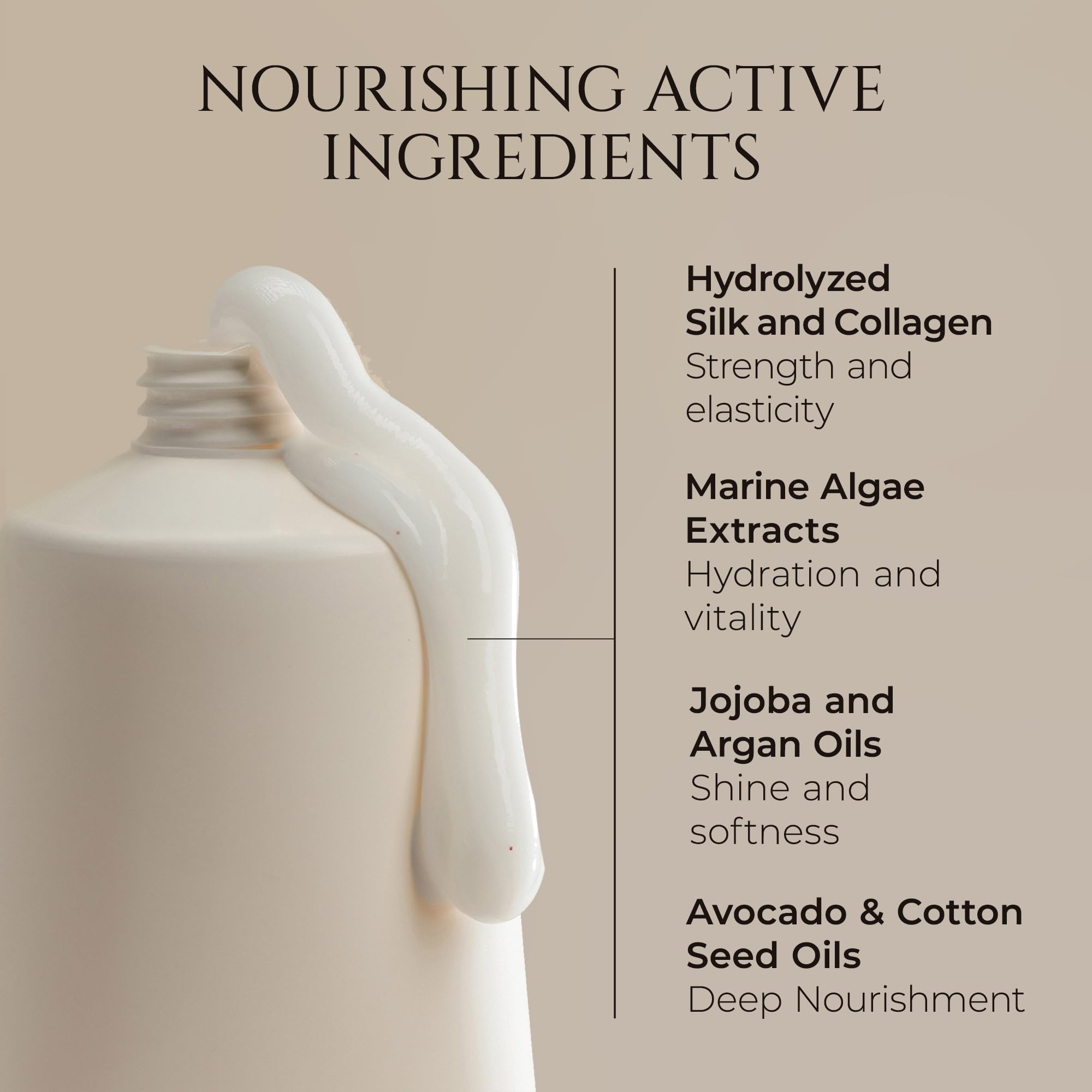 Ingredients visuals with marine algae and nourishing oils in HADAT formula