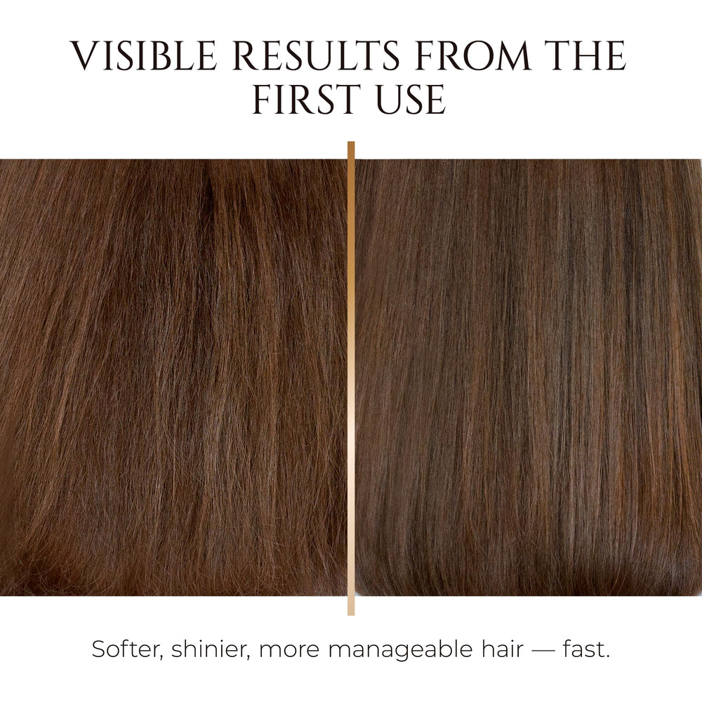 HADAT frizz-control result showcases sleek, controlled hair.