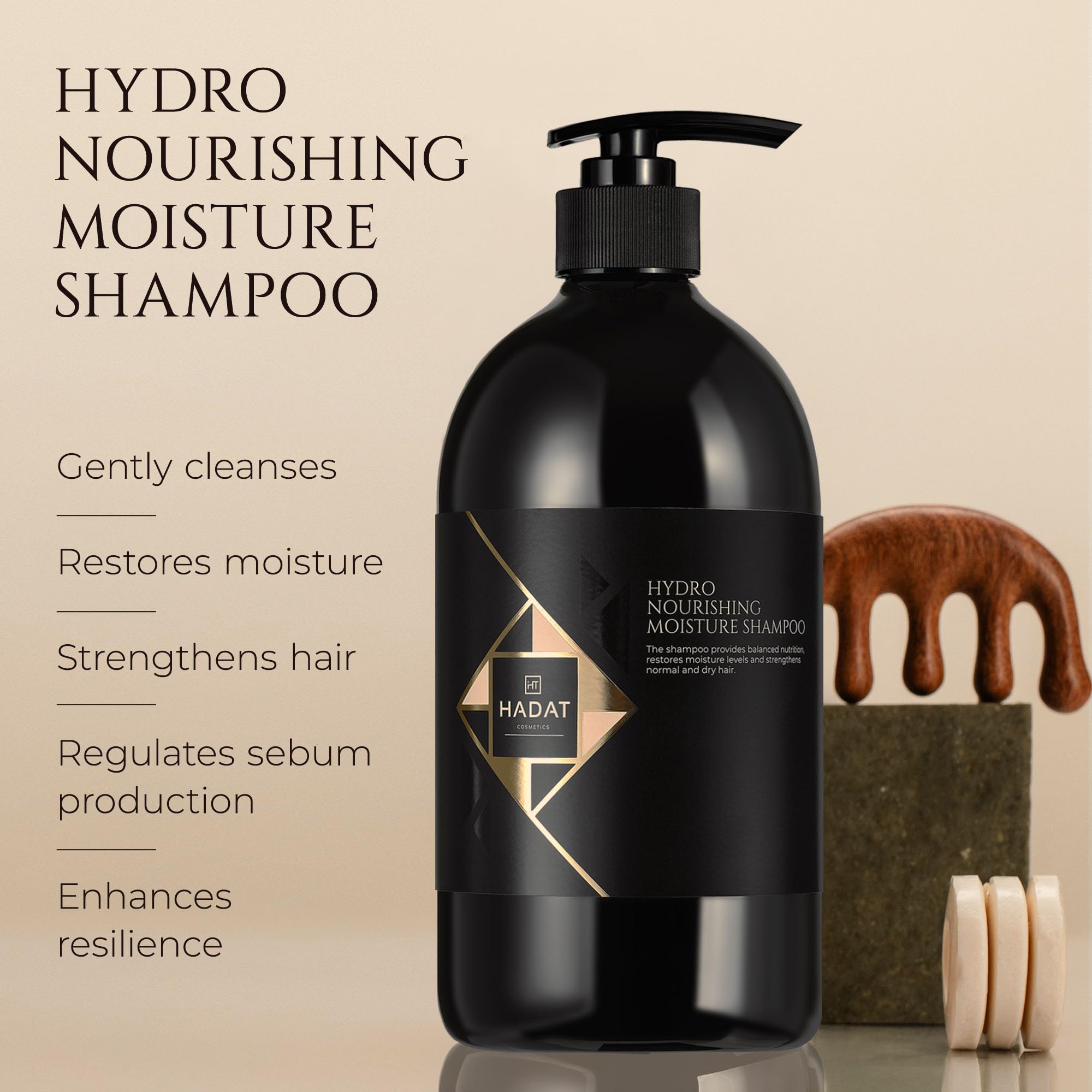 HADAT shampoo label close-up highlighting clean formula.