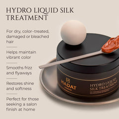 HADAT Liquid Silk Treatment applied to damp hair for deep conditioning