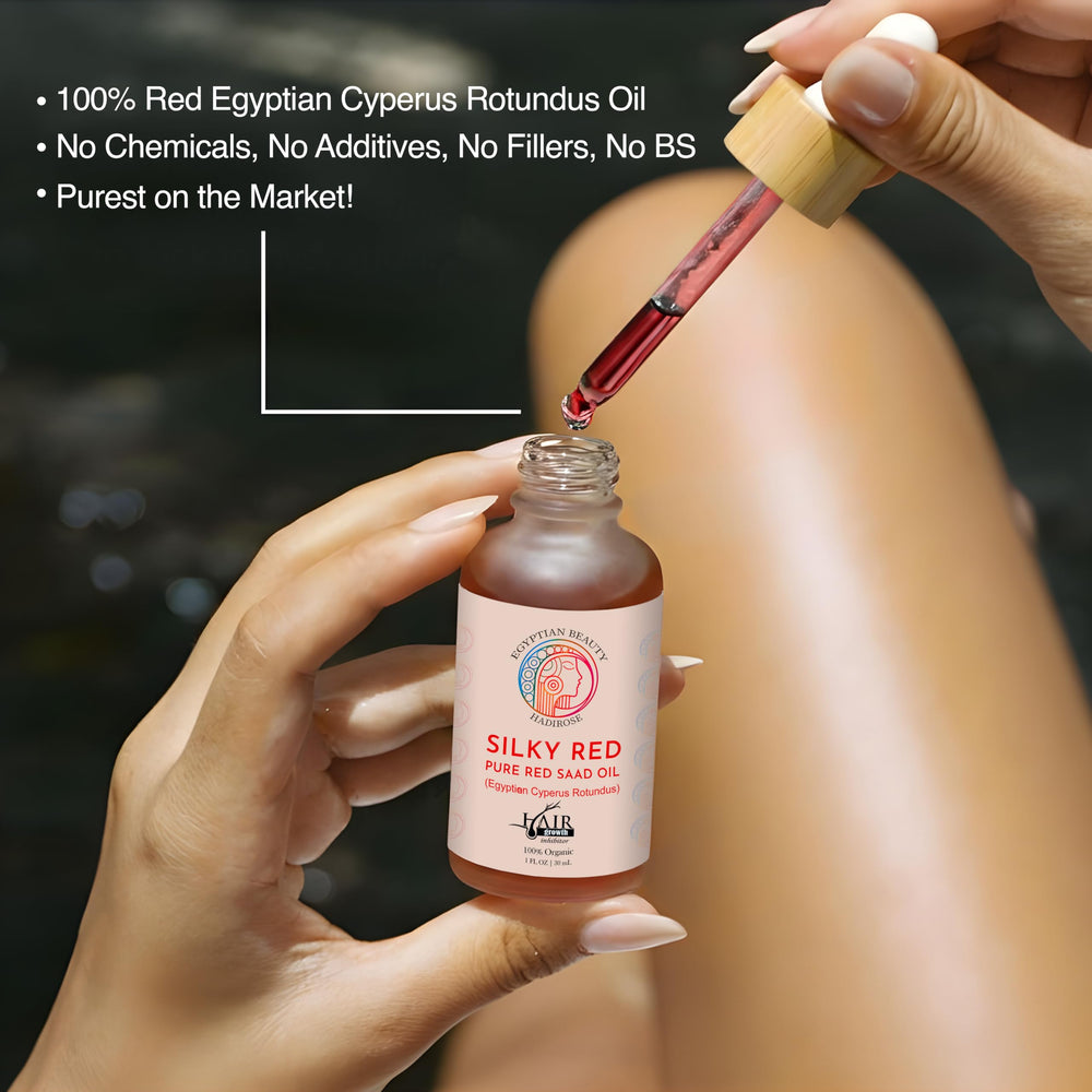 Hadirose Silky Red oil tin label with batch seal