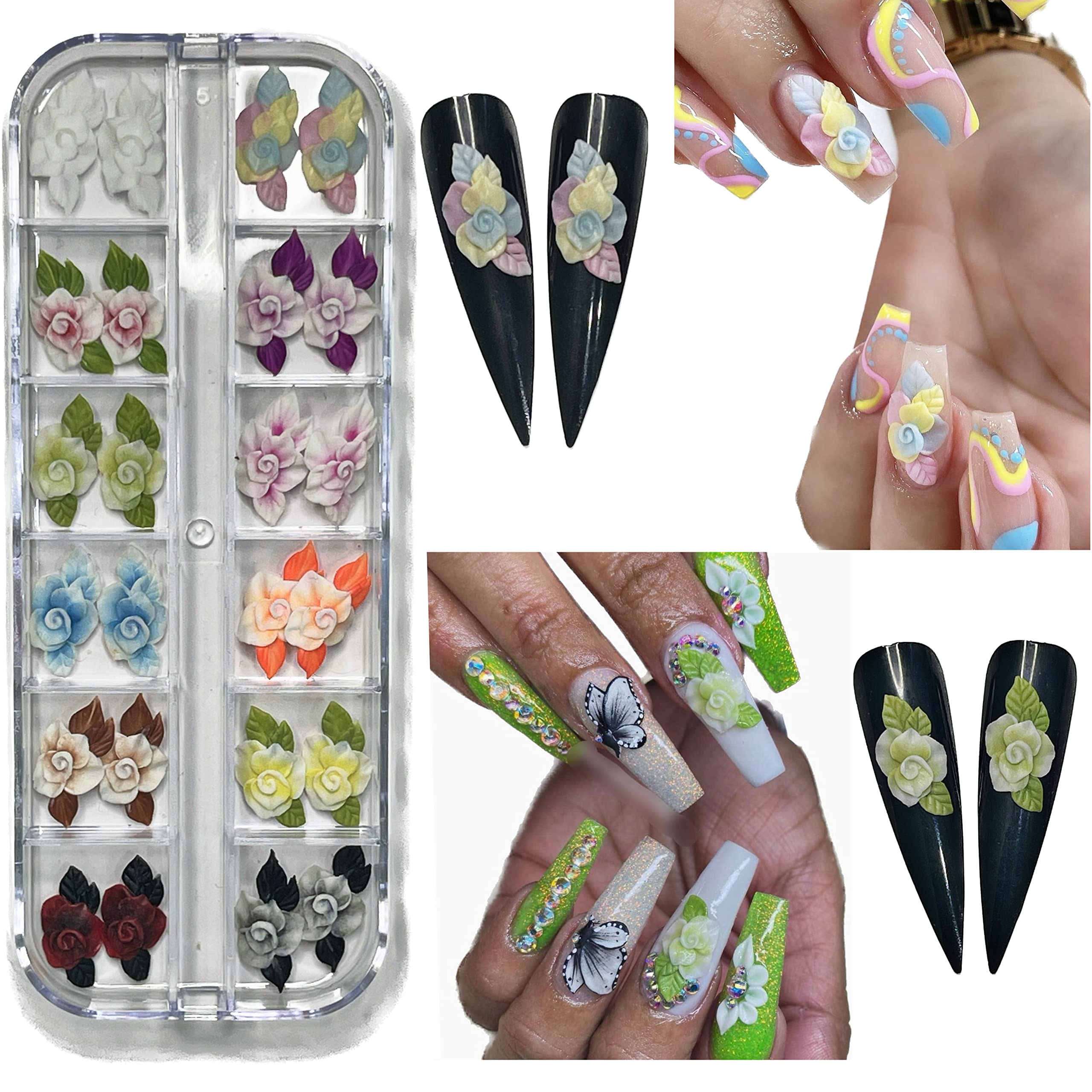 HaFLoNa Rose 3D acrylic nail flowers close-up for vibrant, long-lasting nail art