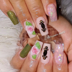 HaFLoNa rose flowers curved to fit nails for seamless 3D nail art application