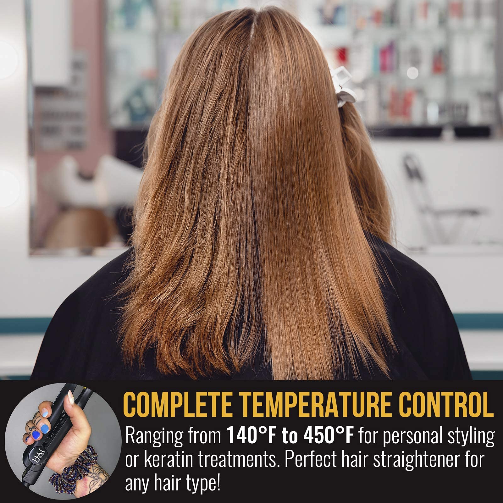 HAI slim flat iron guides waves with beveled plates for sleek styles