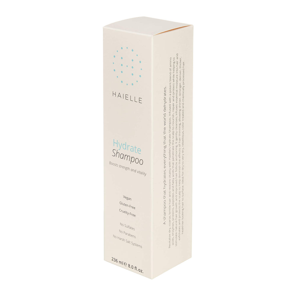 Hands massage HAIELLE Hydrate Shampoo into dry, coarse hair.