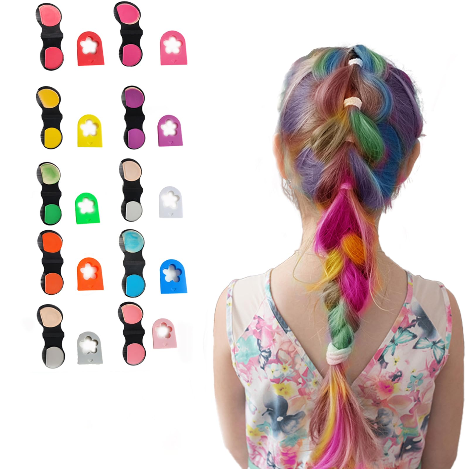 HAIOLORPRO hair chalk 10-color set swatch demonstrates vibrant, washable options