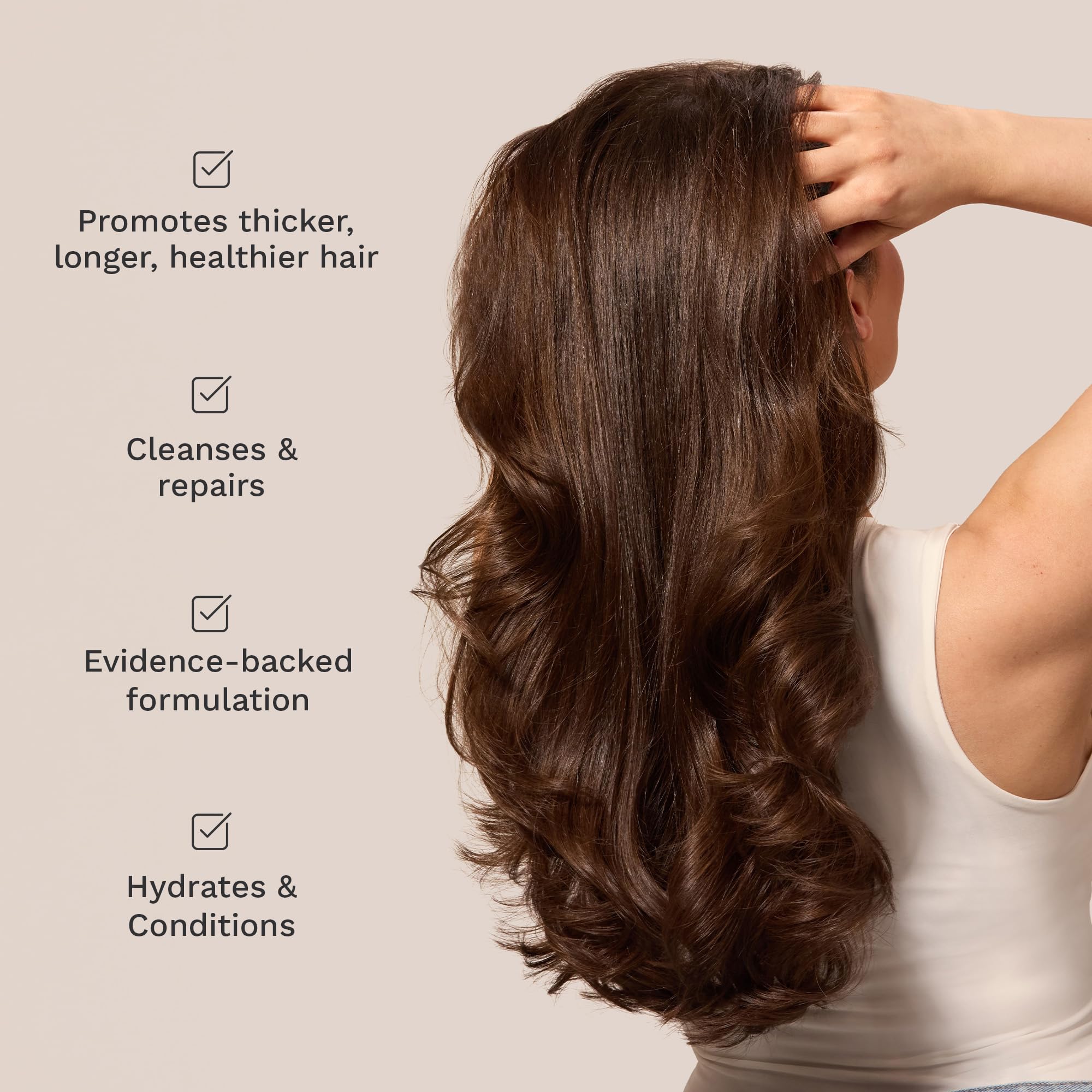 HAIR BURST set packaging highlighting vegan formula and SLS-free benefits for all hair types.