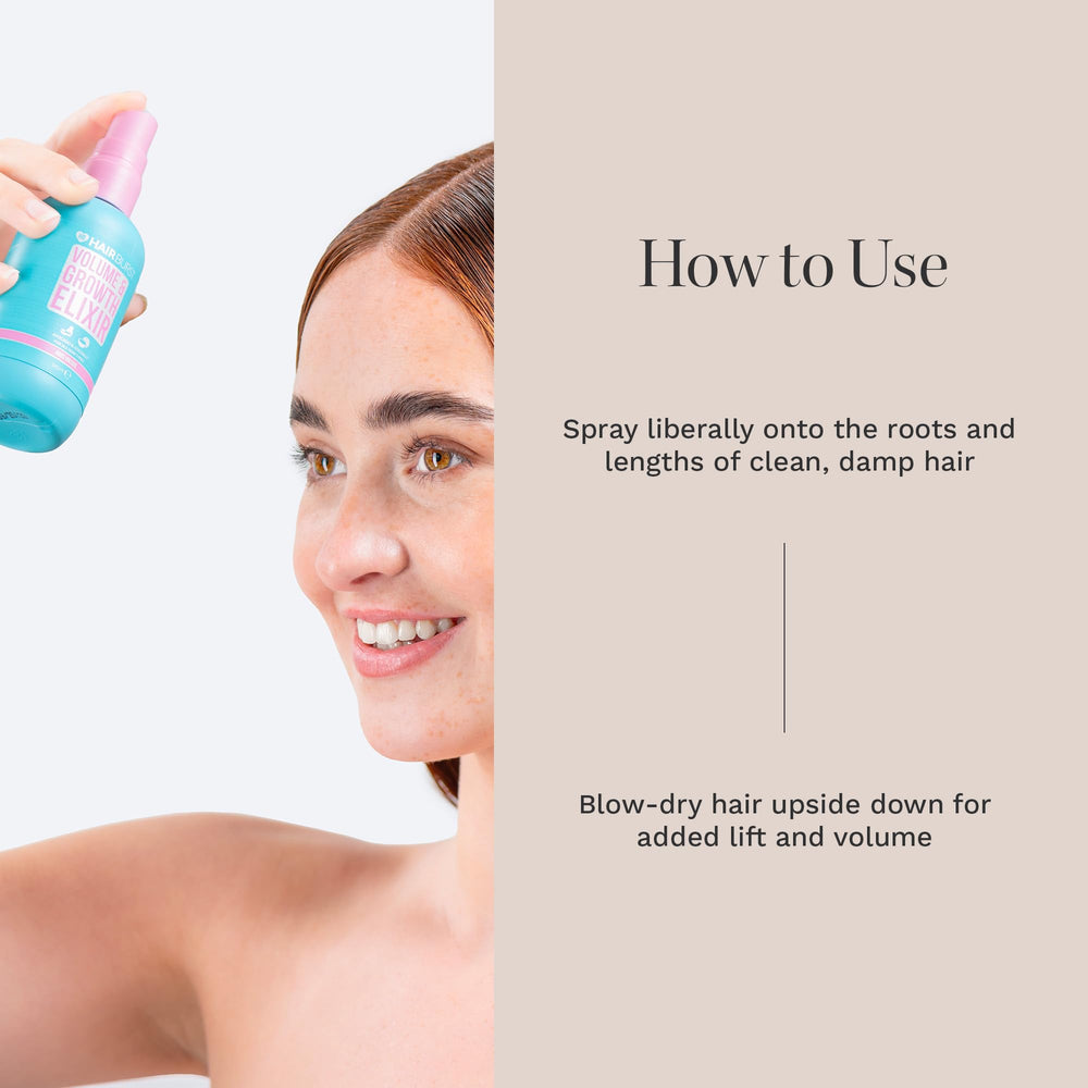 Hair Burst Volumising Elixir heat-protection spray shields hair during styling.