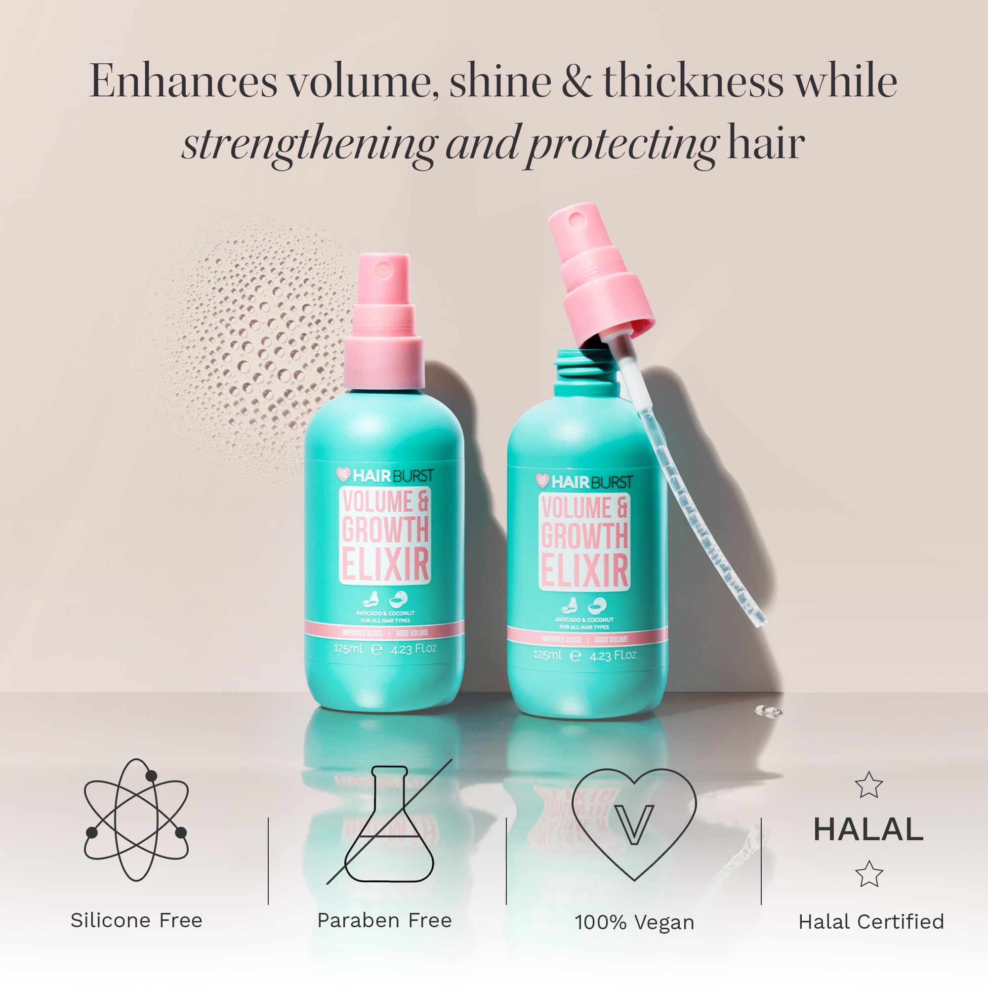 Hair Burst Volumising Elixir root-boost shot helps roots appear fuller.