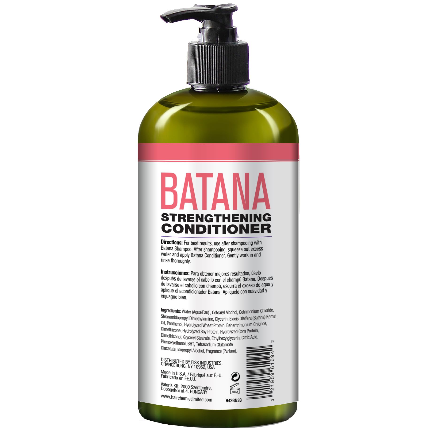 Hair Chemist Batana Strengthening Conditioner bottle-application demonstrates detangling and added smoothness.