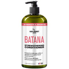Hair Chemist Batana Strengthening Conditioner bottle showcases a 33.8 oz size for deep hydration.