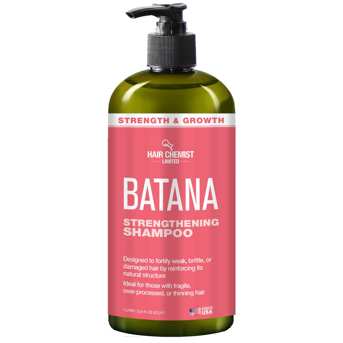 Hair Chemist Batana Strengthening Shampoo bottle front showing nourishing formula for revitalized hair