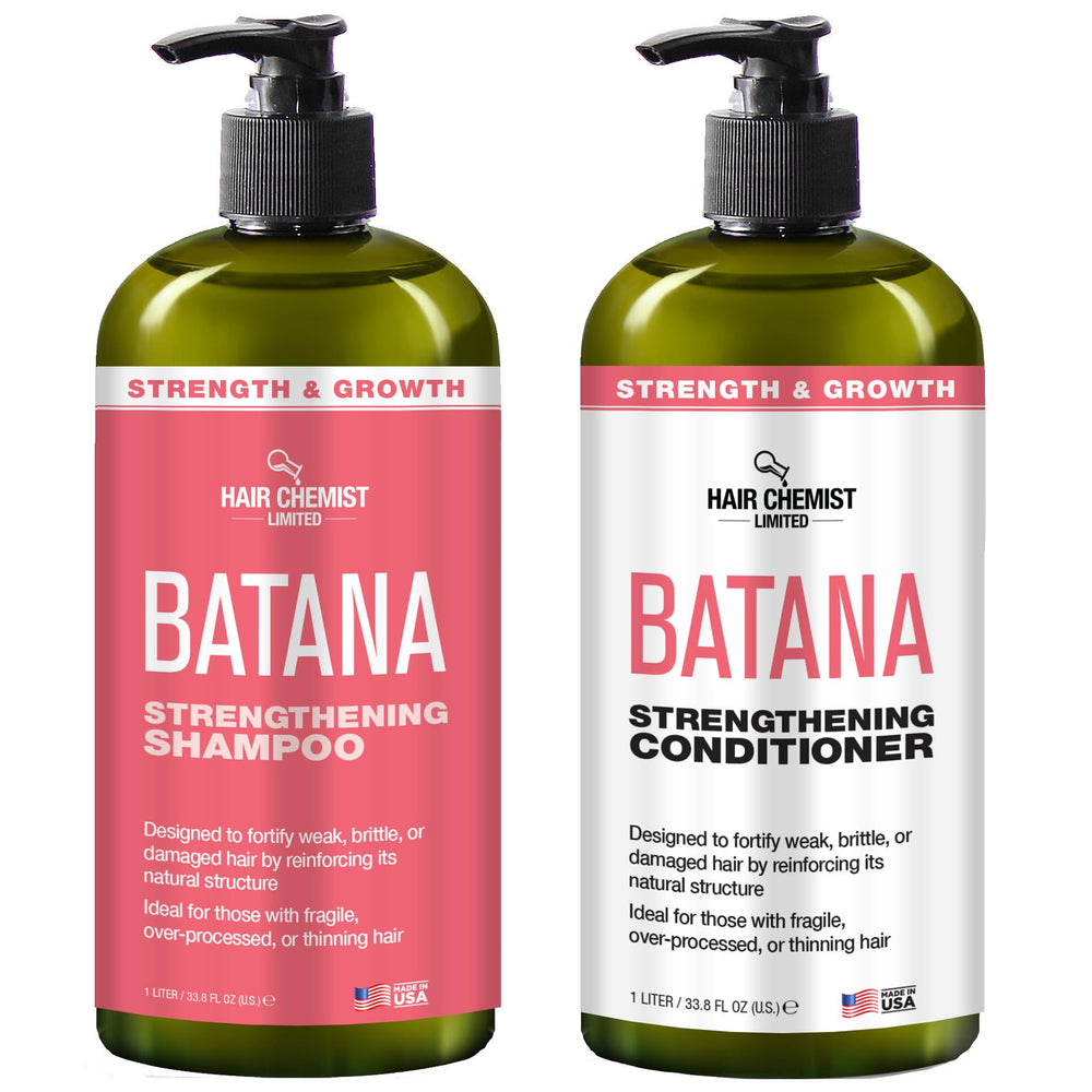 Hair Chemist Batana Strengthening Shampoo bottle shows nutrient-rich formula for stronger hair