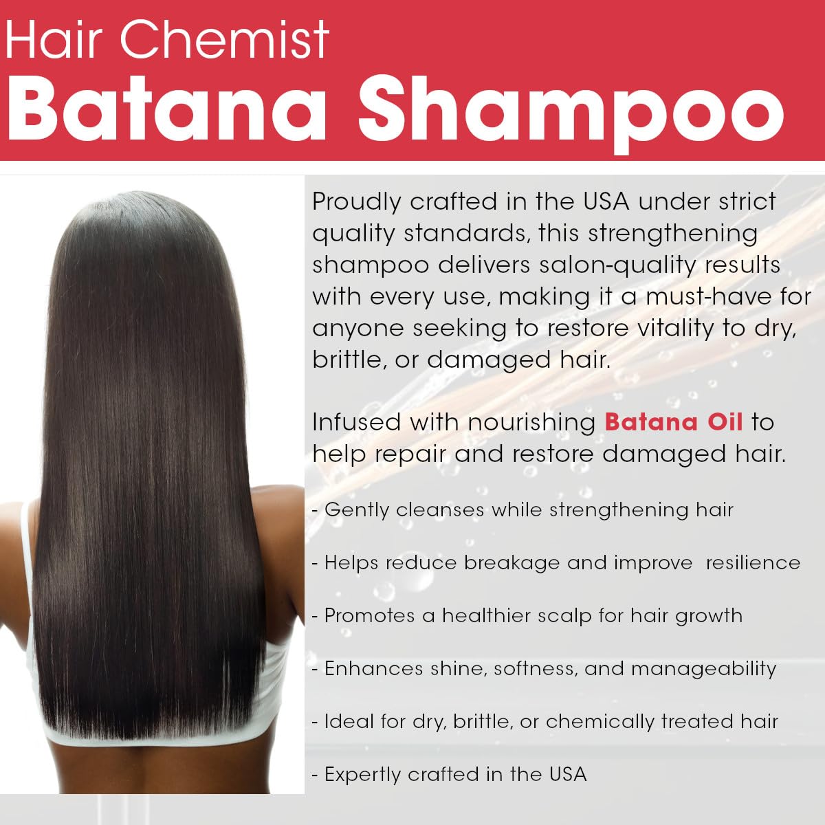 Hair Chemist Batana Strengthening Shampoo on wet hair creates rich lather
