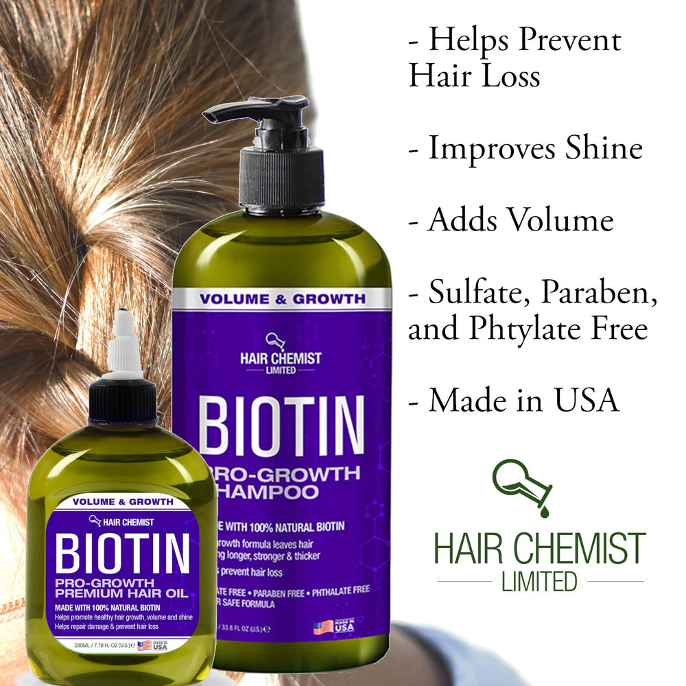 Hand applying Hair Chemist Biotin Pro-Growth oil for styling preparation