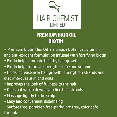 Close-up of Hair Chemist Biotin Pro-Growth oil texture showing smooth finish