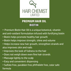 Close-up of Hair Chemist Biotin Pro-Growth oil texture showing smooth finish