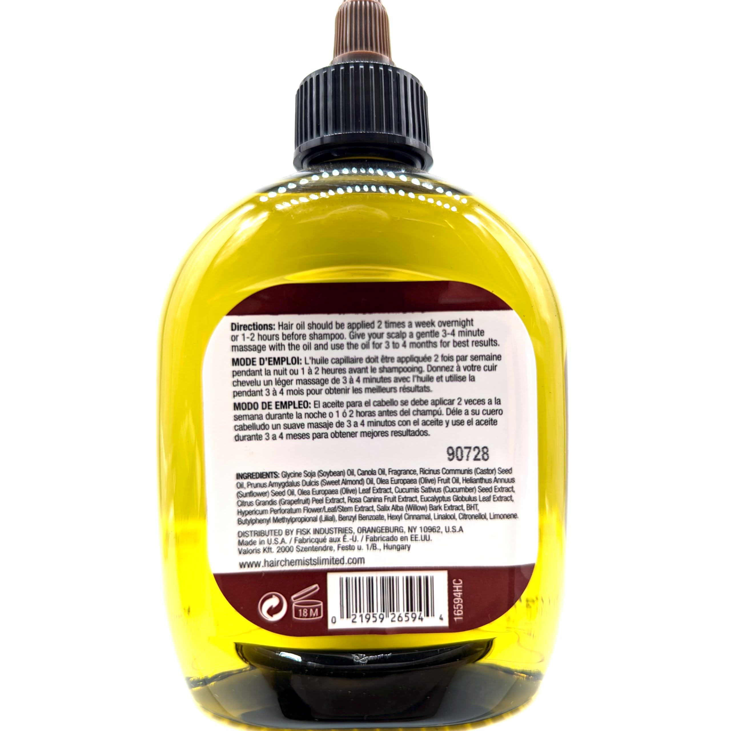 Hair Chemist Castor Oil 7.1 oz bottle pour demonstrates easy daily scalp nourishment.