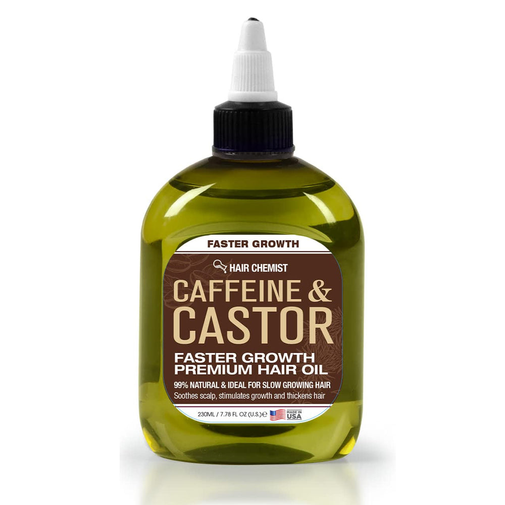 Hair Chemist oil bottle with caffeine and castor blend for growth support