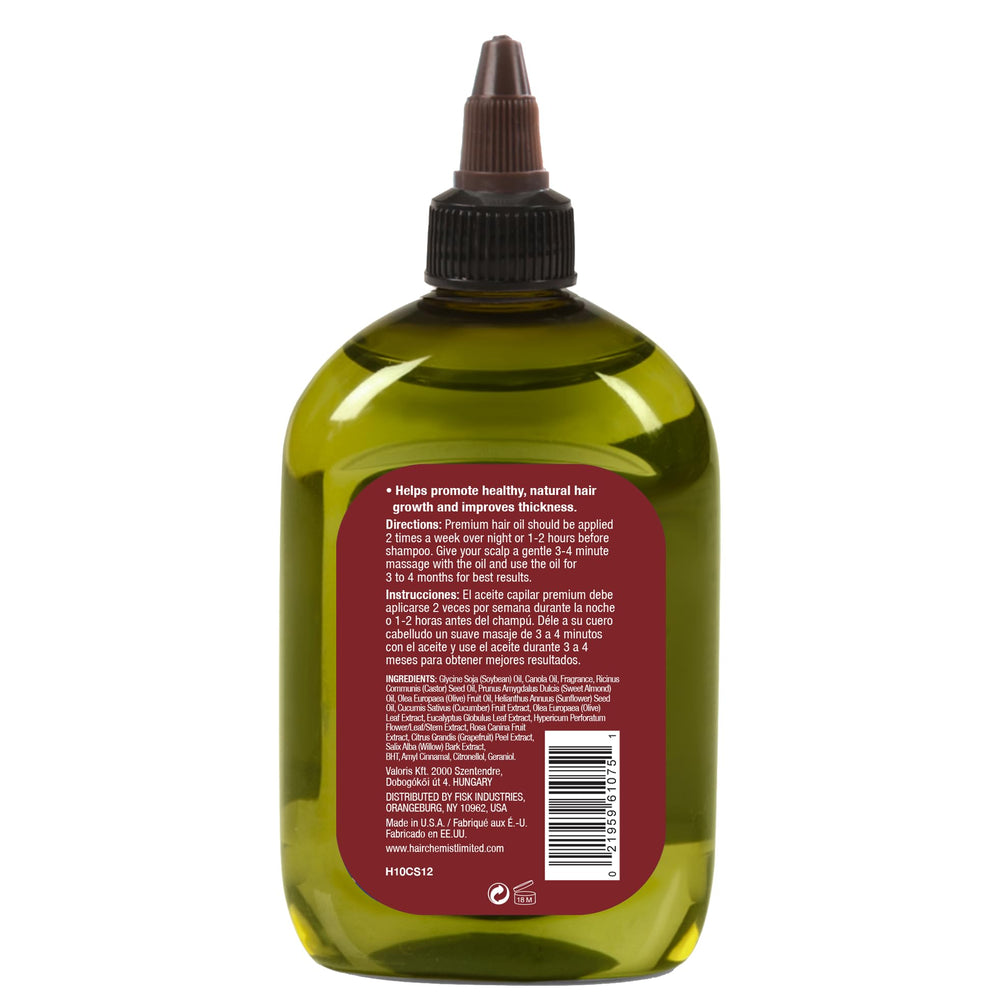 Hair Chemist Pro-Growth label closeup highlights premium castor oil ingredients for strong strands
