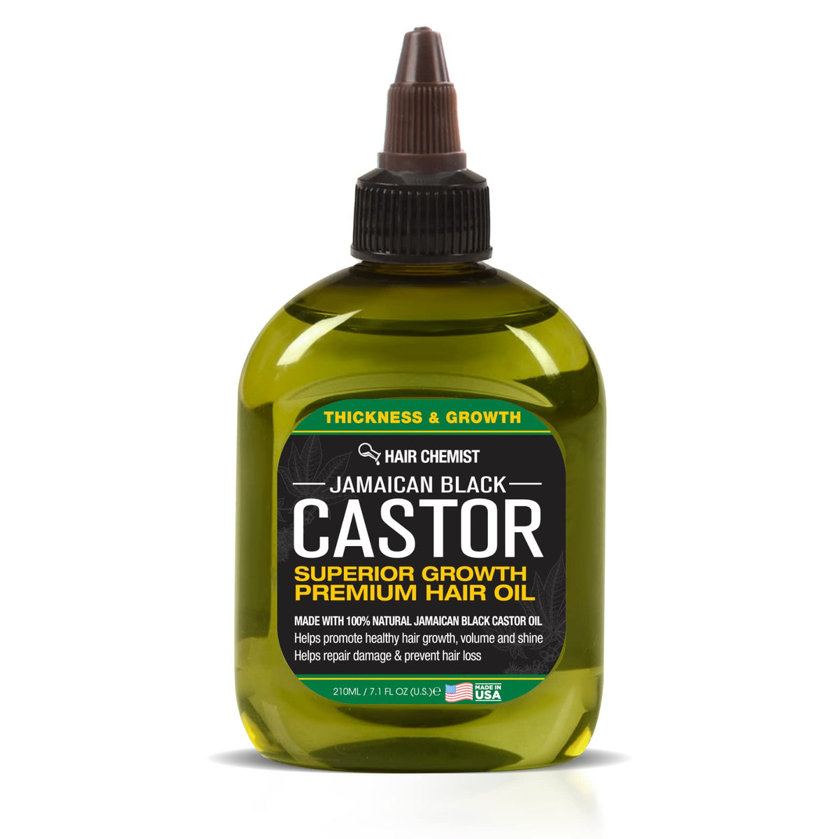 Hair Chemist Superior Growth Jamaican Black Castor Oil bottle shows thicker hair potential