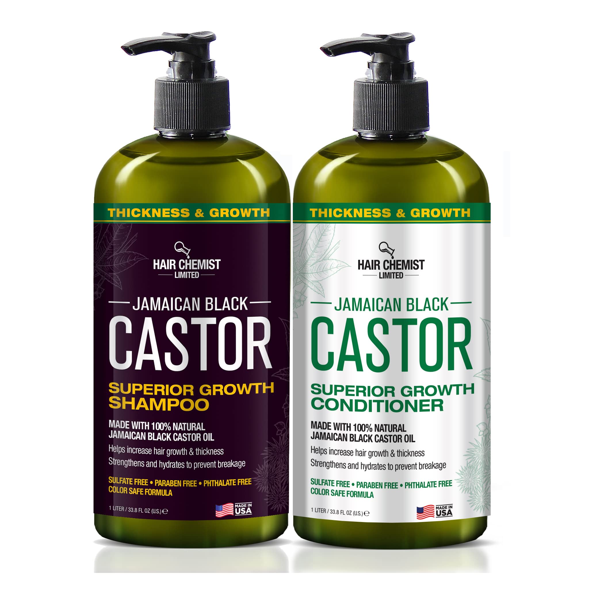 Hair Chemist Superior Growth Shampoo bottle with Jamaican castor formula for refreshed hair.