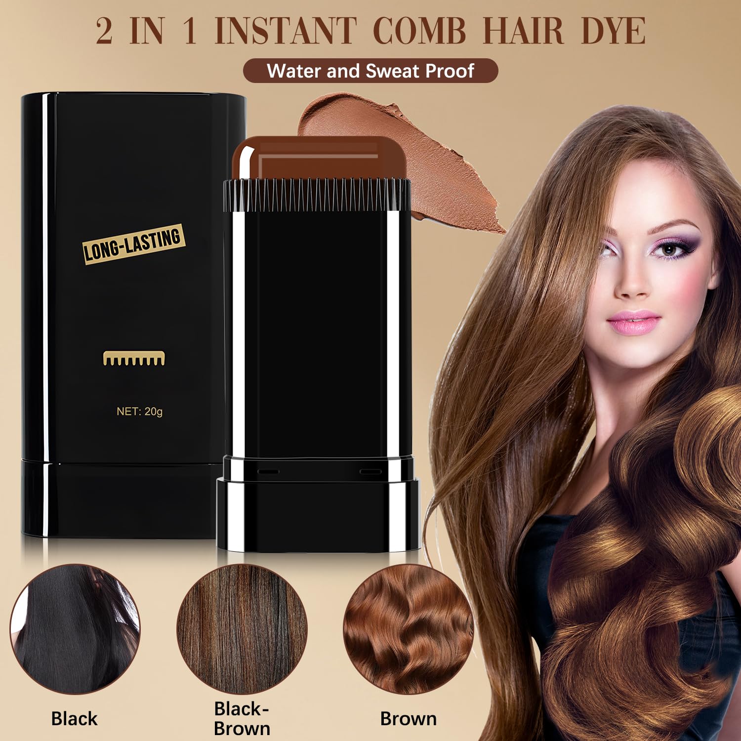 Hair Color Stick built-in comb for even color distribution during application.