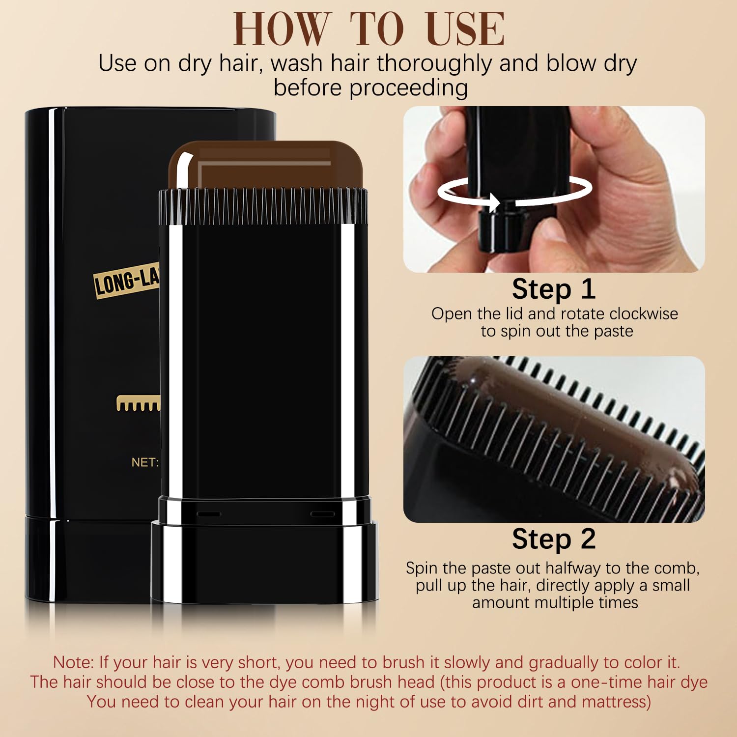 Twist and apply with Hair Color Stick for blended gray hairs.