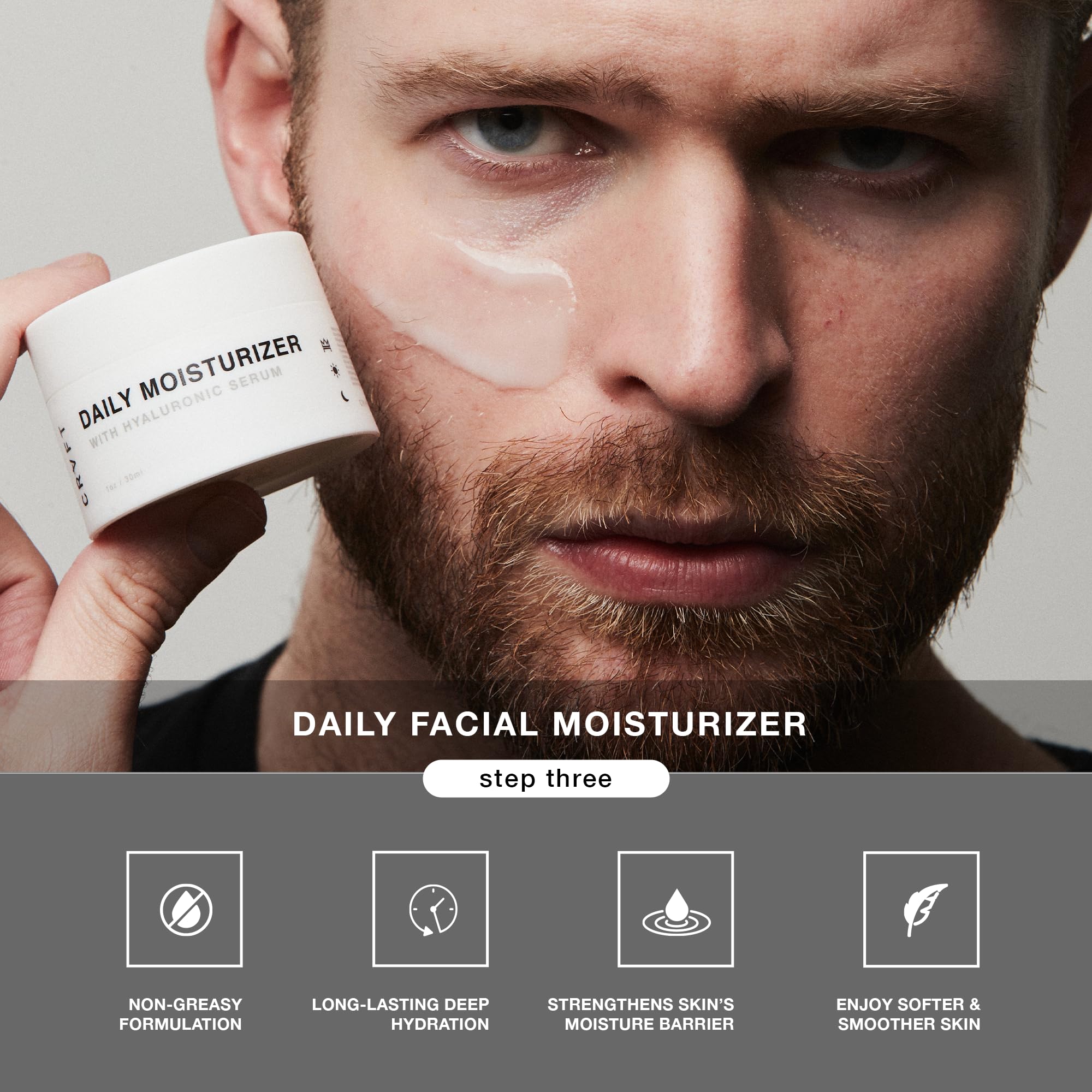 Hair Craft Co. CRVFT Face Wash lathering on skin during cleansing