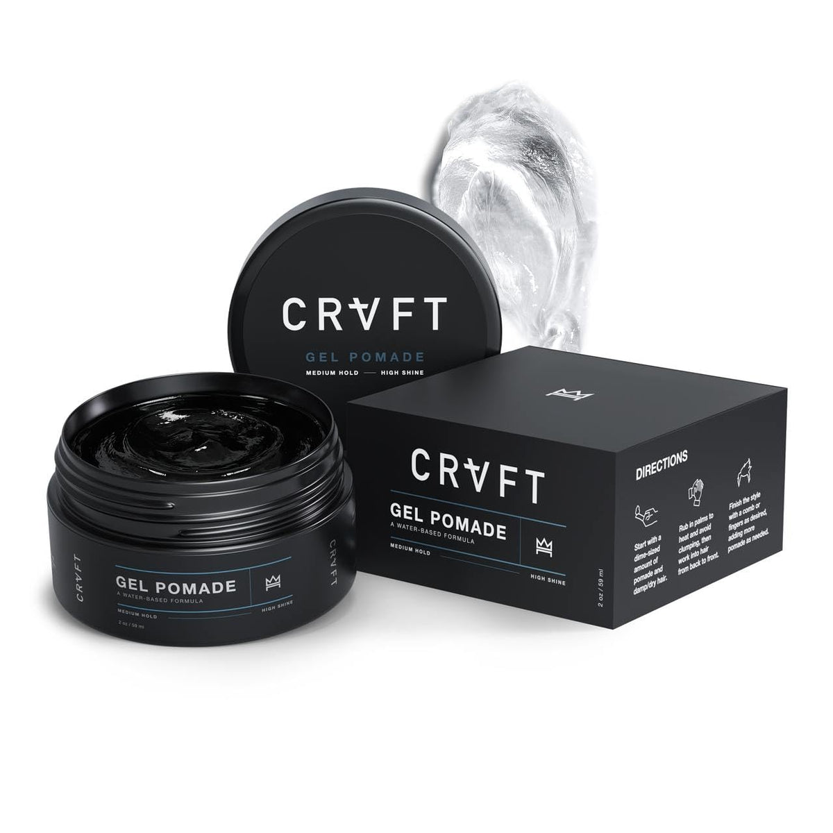 Hair Craft Co CRVFT Pomade bottle with aqua musk scent for all-day hold