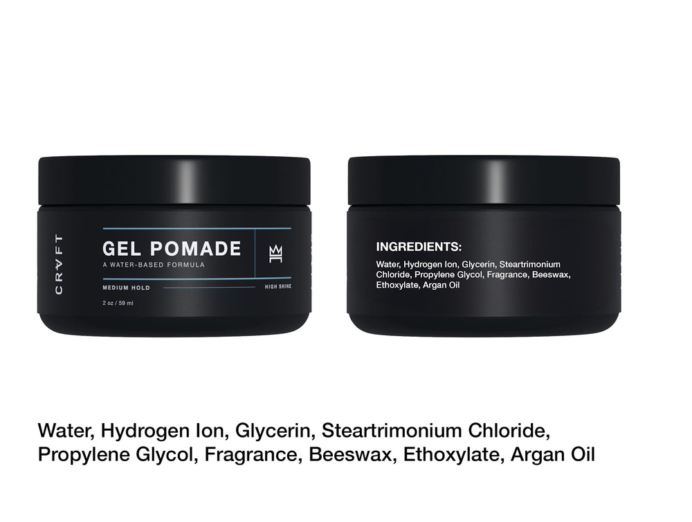 Close-up of CRVFT Pomade on hair for semi-matte finish
