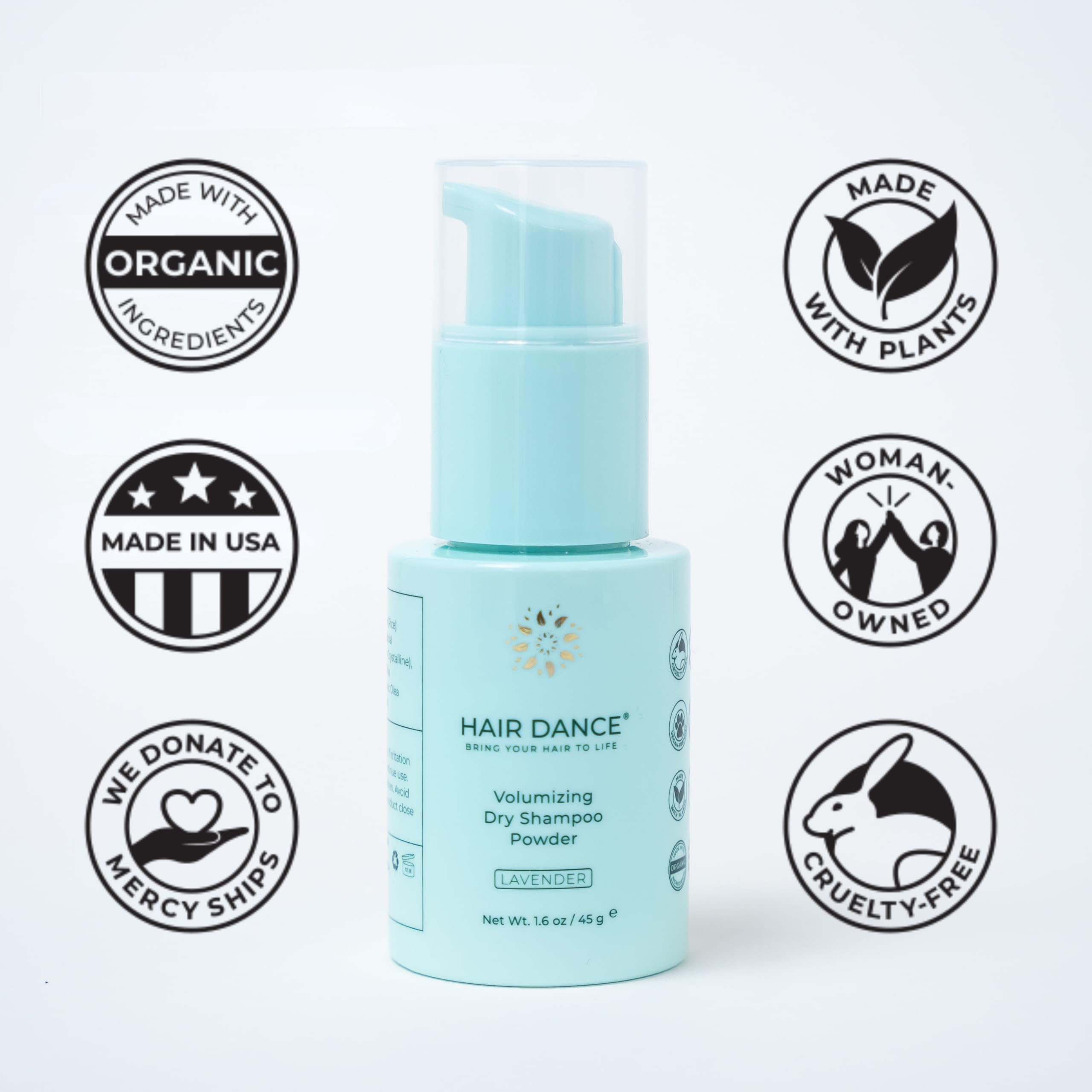 Hair Dance dry shampoo powder suitable for all hair colors including blondes and brunettes