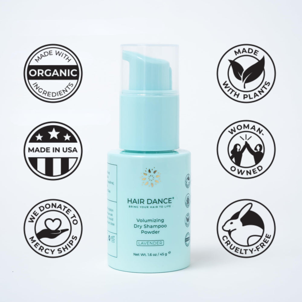 Hair Dance dry shampoo powder suitable for all hair colors including blondes and brunettes
