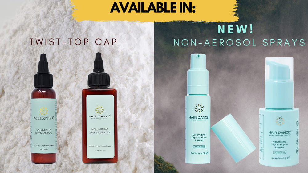 Hair Dance dry shampoo absorbing oils at roots for oil control