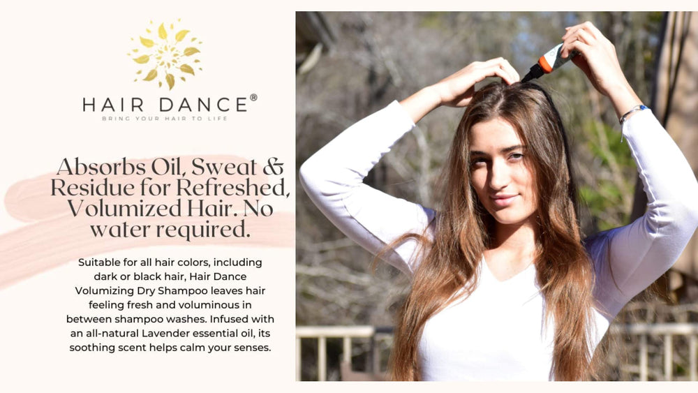 Hair Dance Dry Shampoo Volume Powder applying at roots for quick lift.