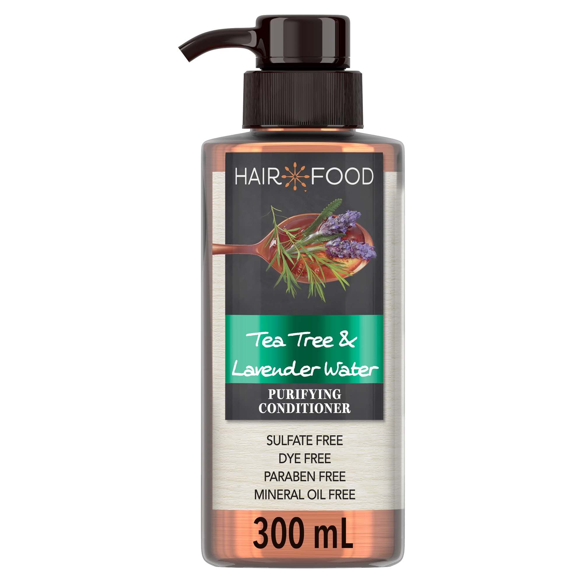 Hair Food Tea Tree Lavender Conditioner bottle highlighting purifying care for hair