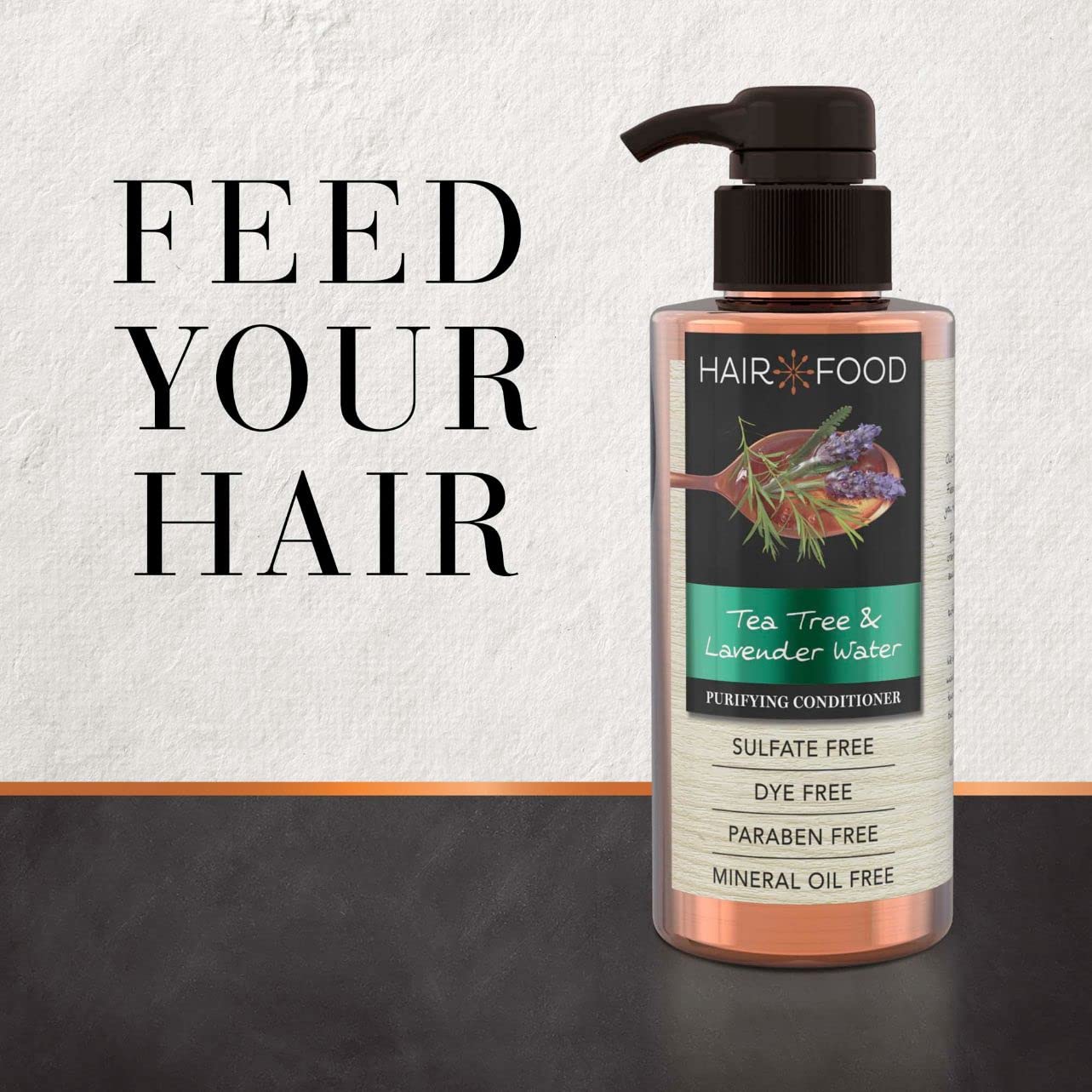 Hair Food Tea Tree Lavender Conditioner ingredients list shows mineral oil-free formula