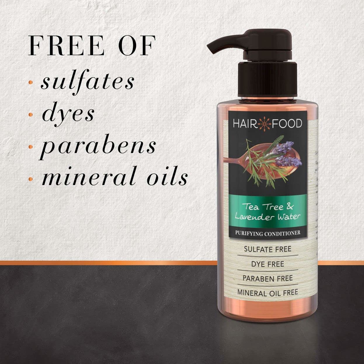 Hair Food Tea Tree Lavender Conditioner packaging emphasizing eco-friendly design