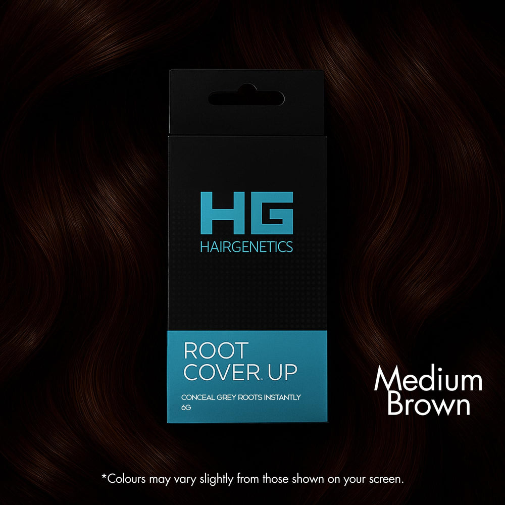 Hair Genetics double-ended brush enables precise hairline and broader coverage.