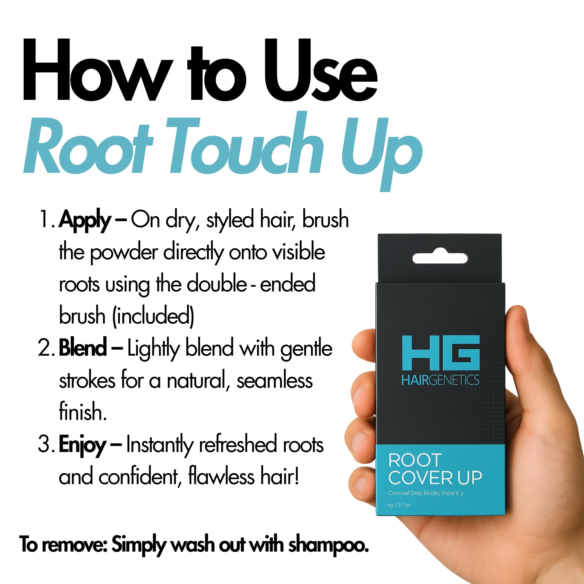 Hair Genetics hair mascara for gray hair doubles as root touch up powder