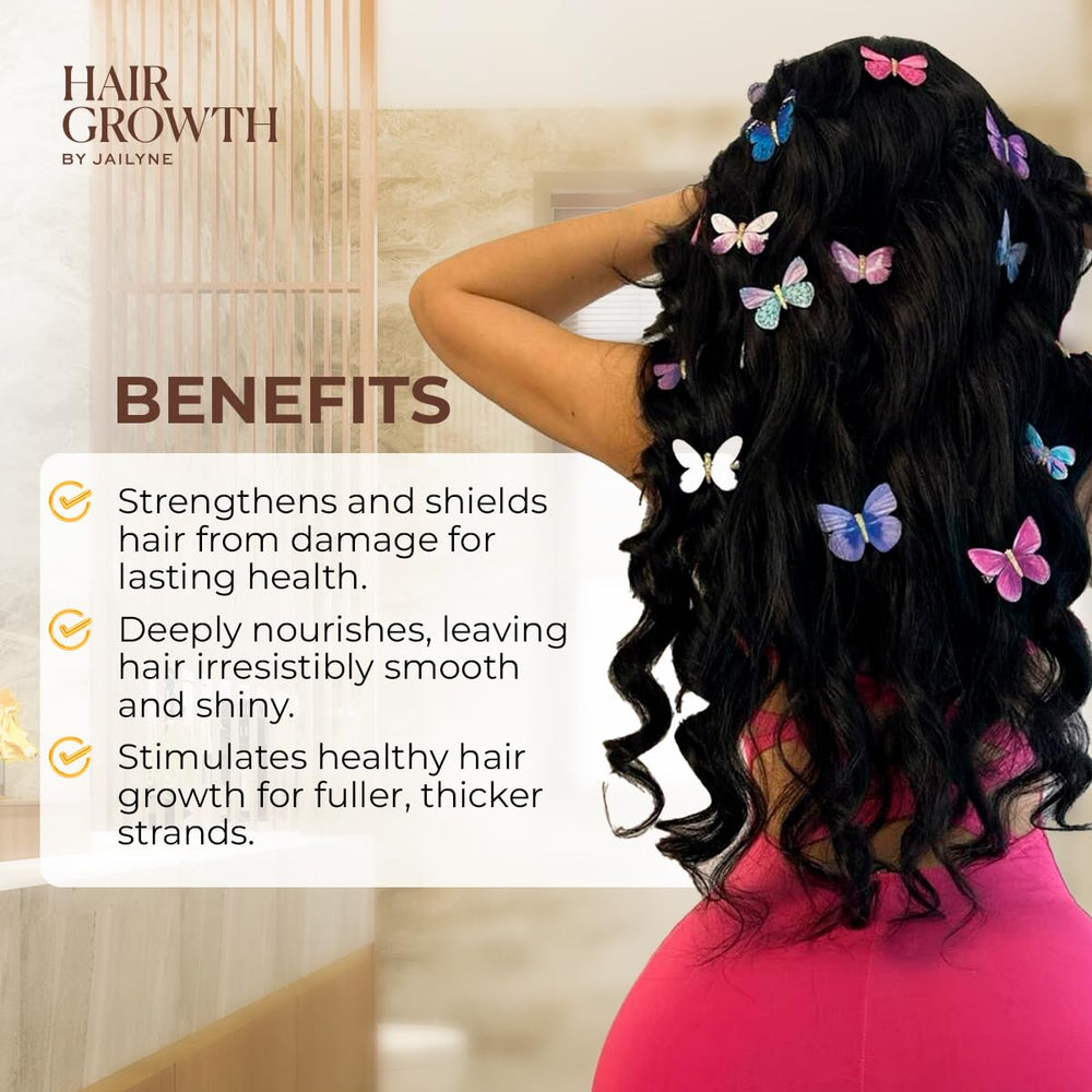 Hair Growth by Jailyne Ojeda bottle with label highlighting Made in USA