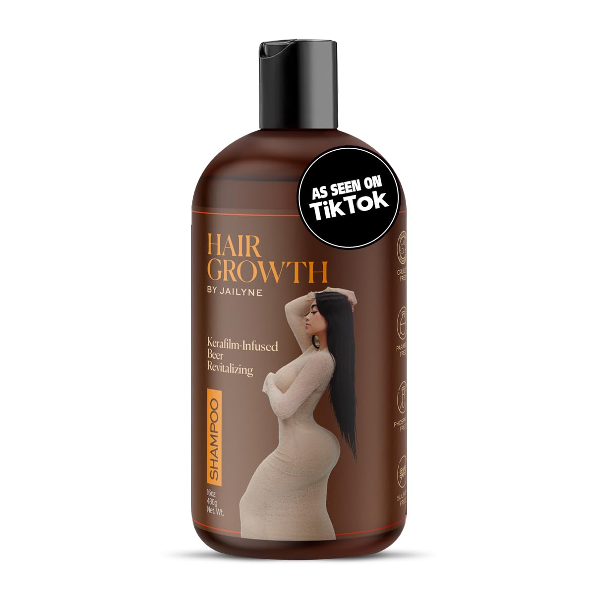 Hair Growth by Jailyne Ojeda bottle pouring to illustrate nourishing action for fuller hair.
