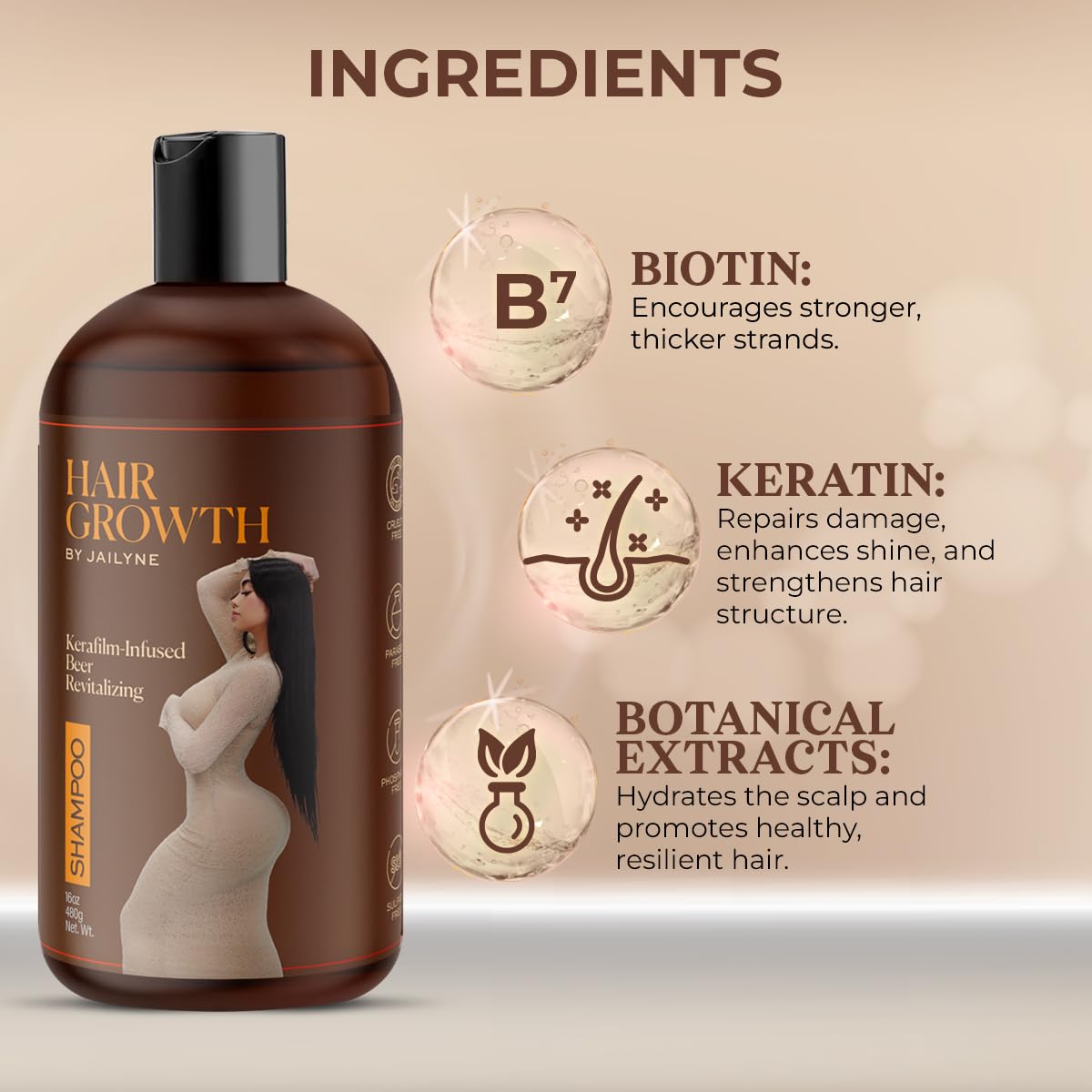 Hair Growth by Jailyne Ojeda shampoo lather shows gentle cleansing for daily use.