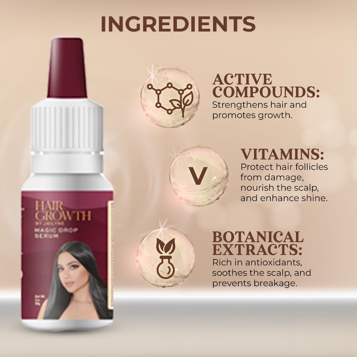 Hair Growth by Jailyne Ojeda serum texture on finger showing lightweight feel.