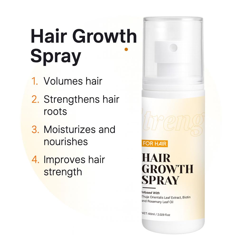 Hair Growth Spray bottle back detailing directions and ingredients.