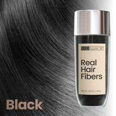 Hair Illusion 38g fibers bottle demonstrates quick, believable hair thickening.