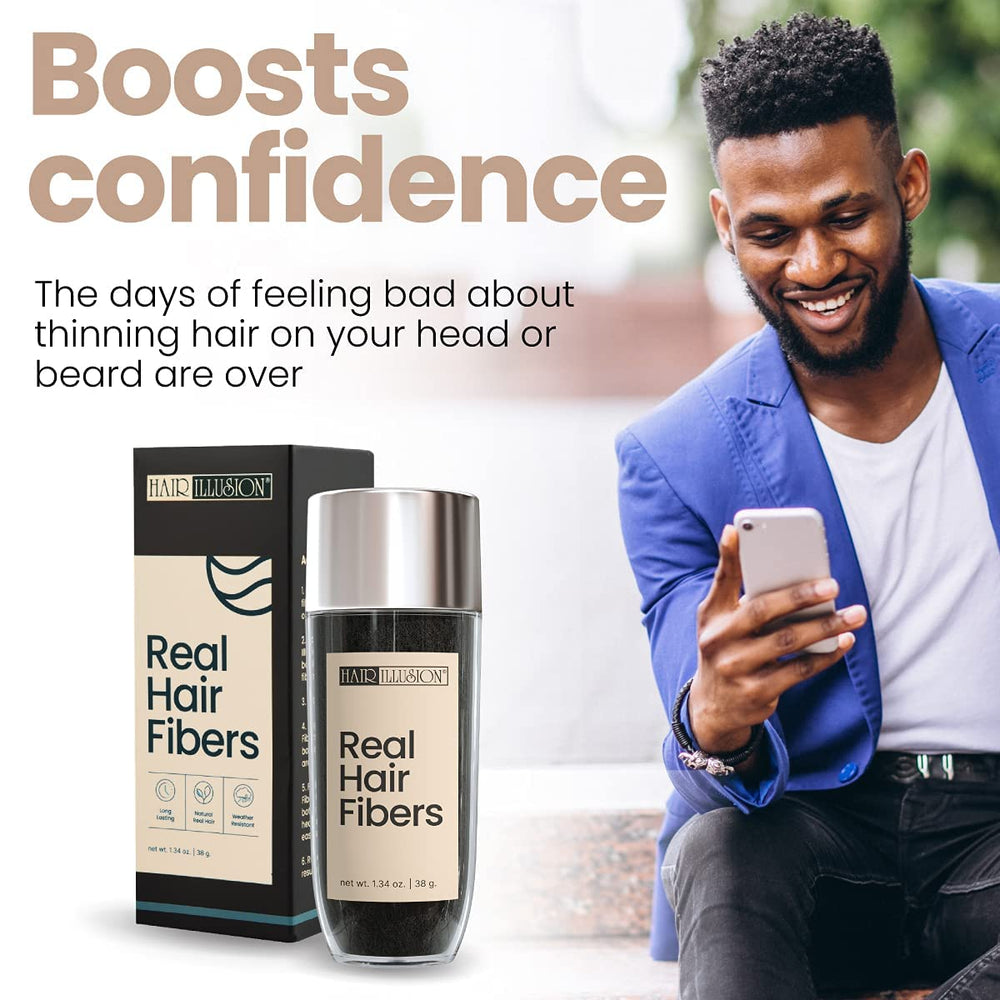 Hair Illusion fibers bottle nozzle cap demonstrating even application and mess-free use