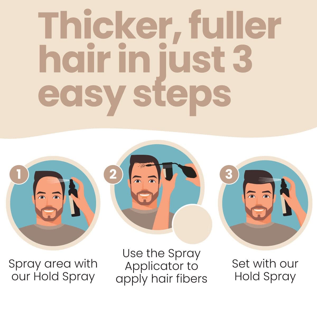 Hair Illusion applicator tool highlights precise fiber application.