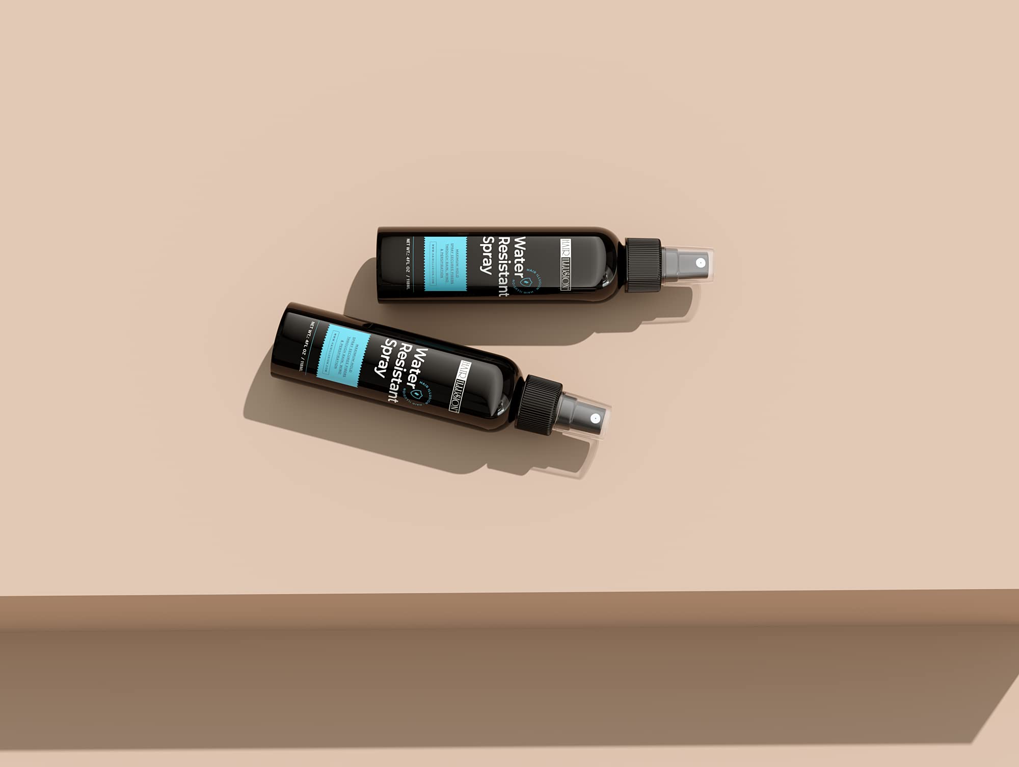 Hair Illusion before-after hairstyle with water-resistant spray for confidence.